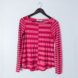 Pilcro X Anthropologie Hot Pink Striped Long Sleeve Shirt